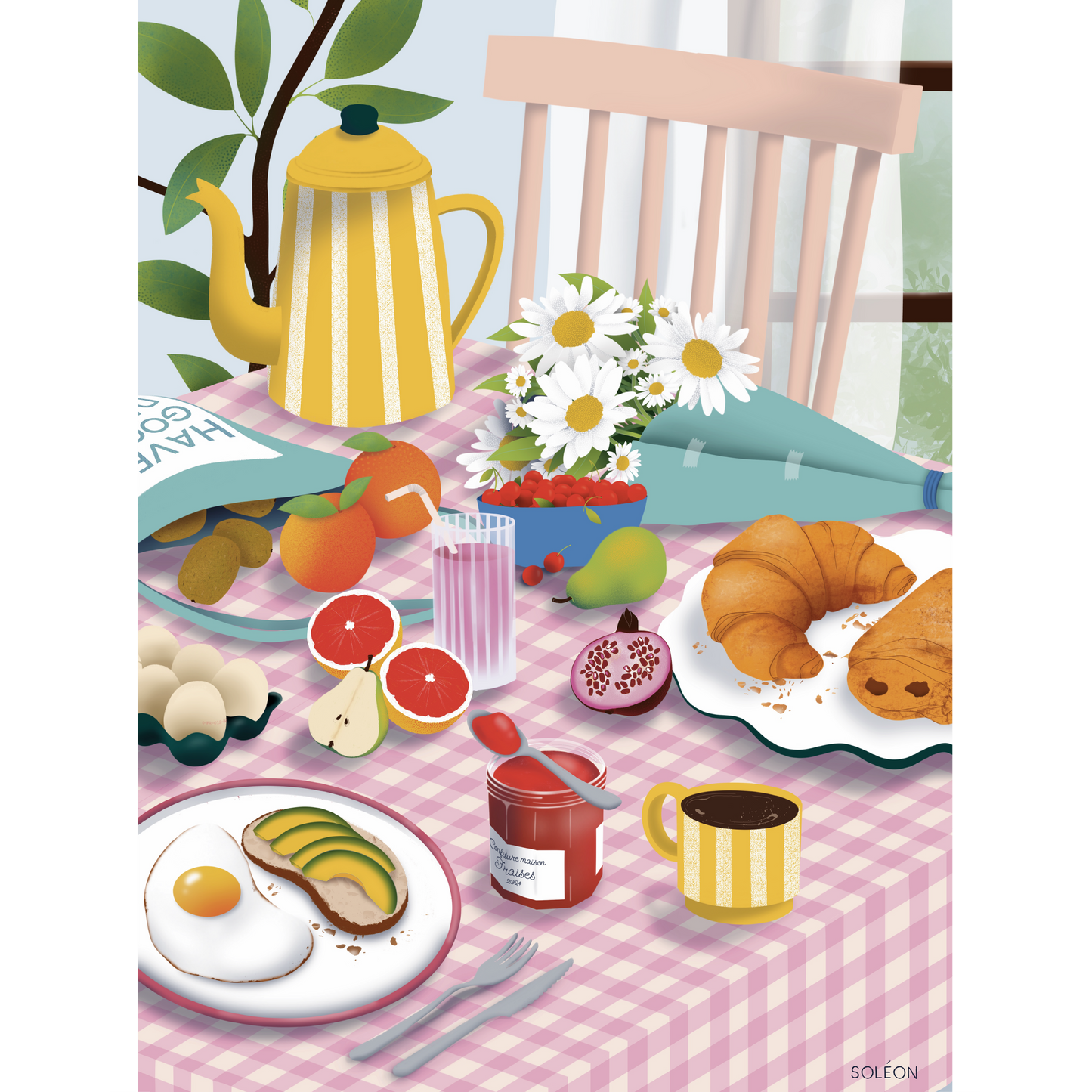 puzzle brunch du dimanche illustration 500 pièces pièce rapportée