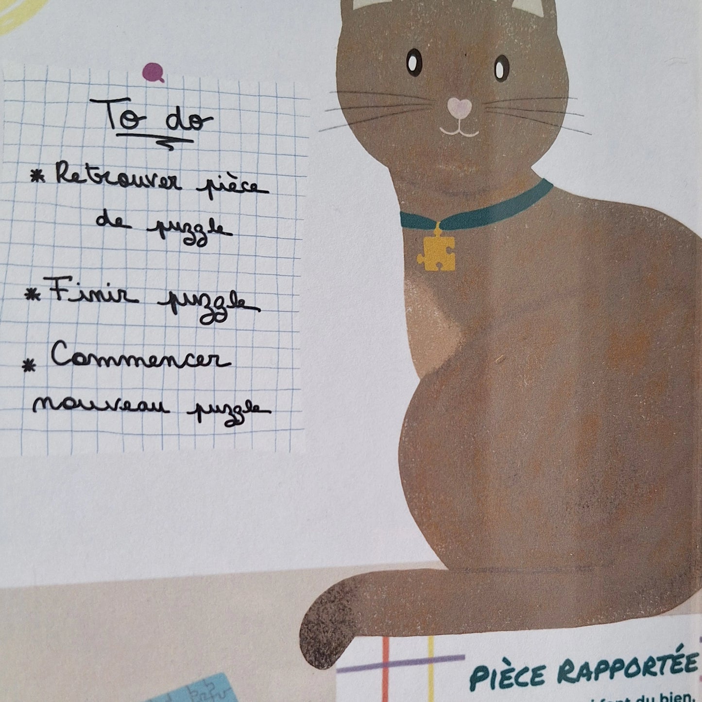 affiche A4 illustration puzzle pièce manquante chat pièce rapportée