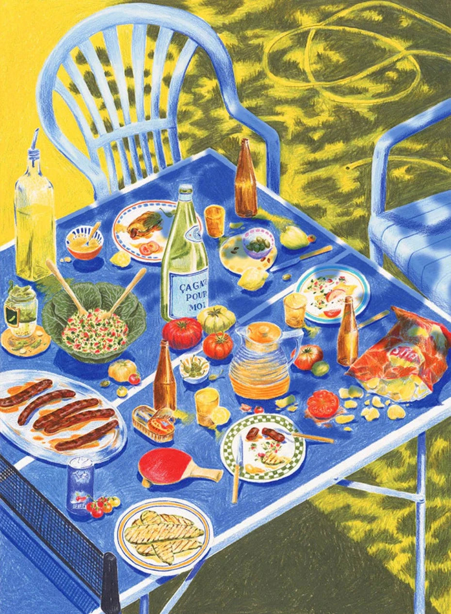 puzzle manger dehors jour férié 1000 pièces ping pong barbecue chipo merguez jardin