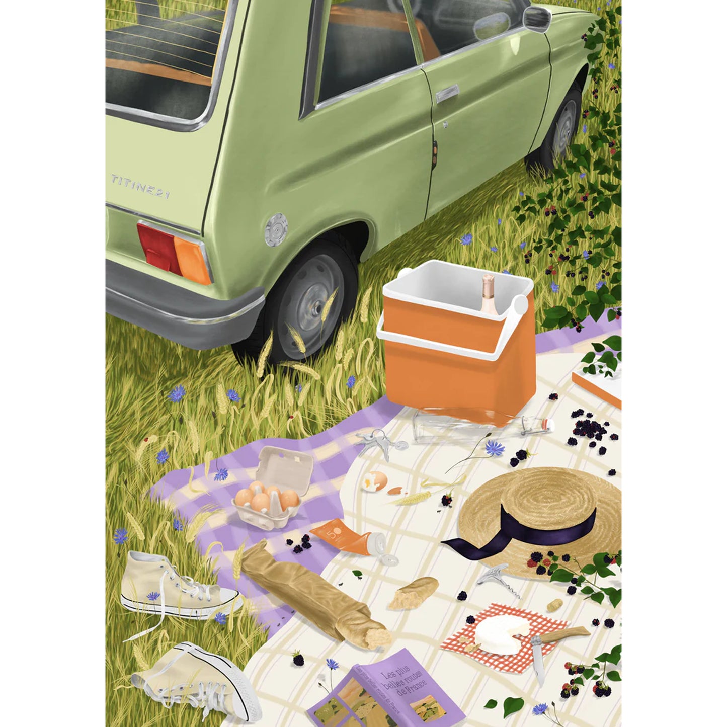 puzzle jour férié casse croute pique nique route vintage