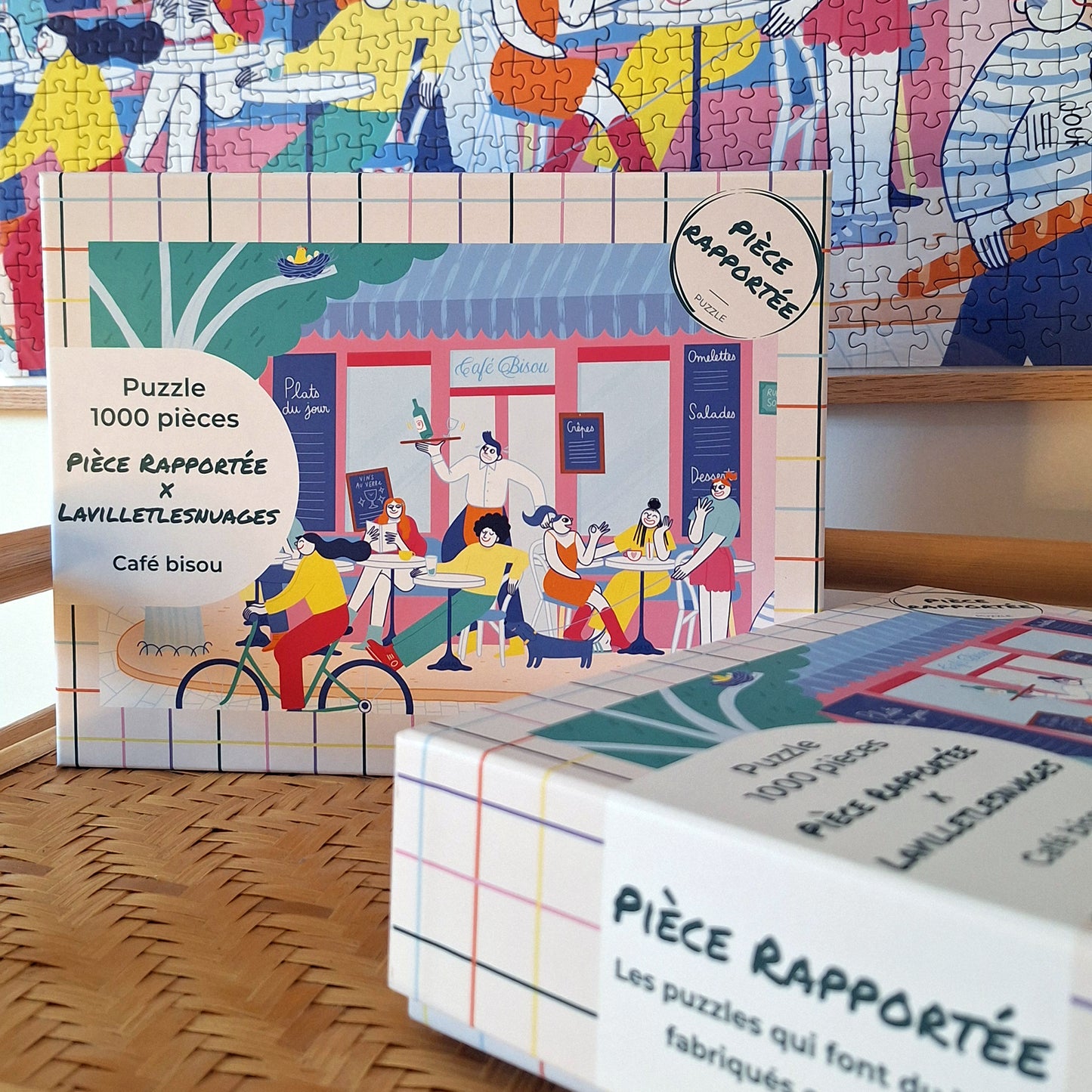 puzzle lavilletlesnuages 1000 pièces pièce rapportée café bisou terrasse paris