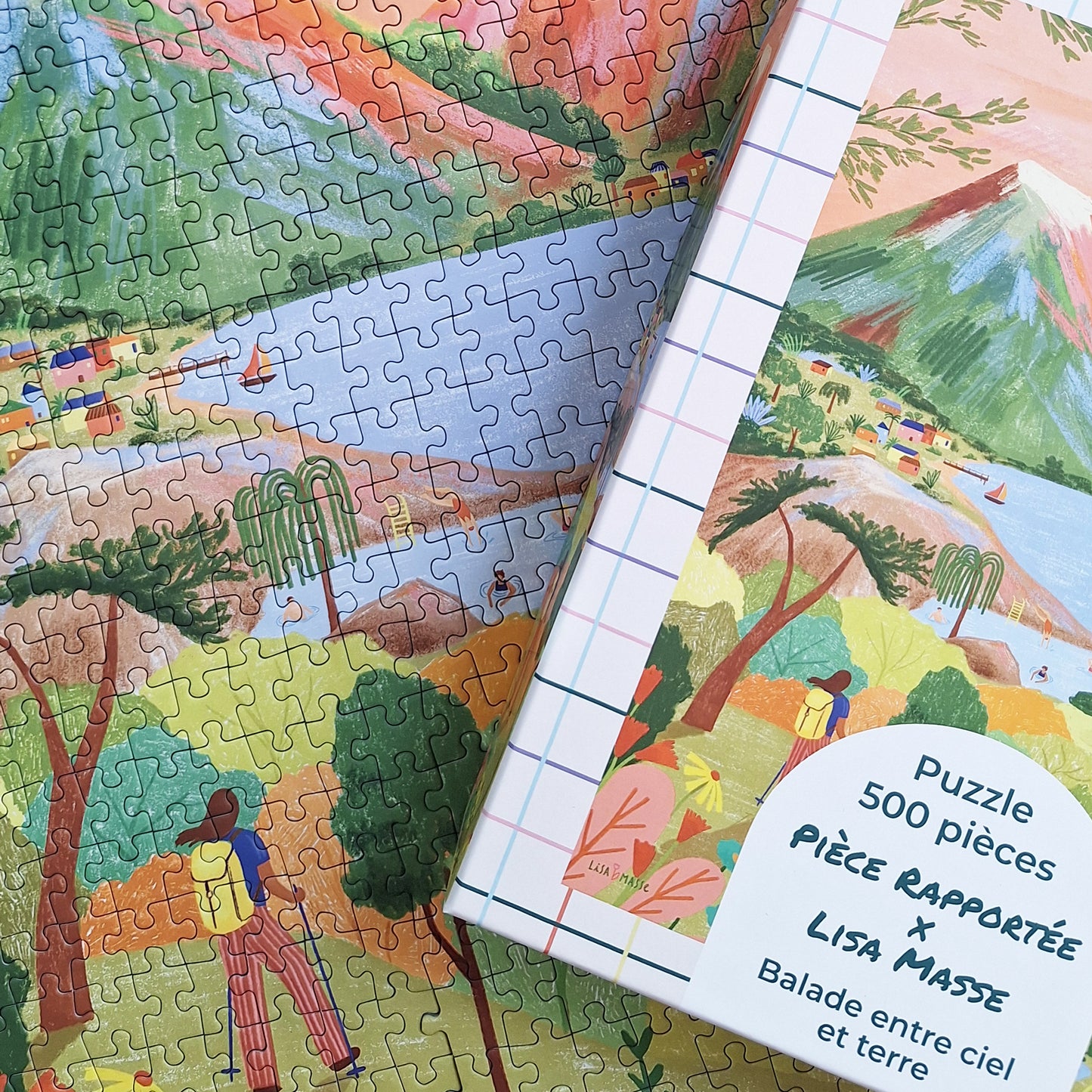 puzzle lisa masse balade entre ciel et terre pièce rapportée 500 pièces nature randonnée