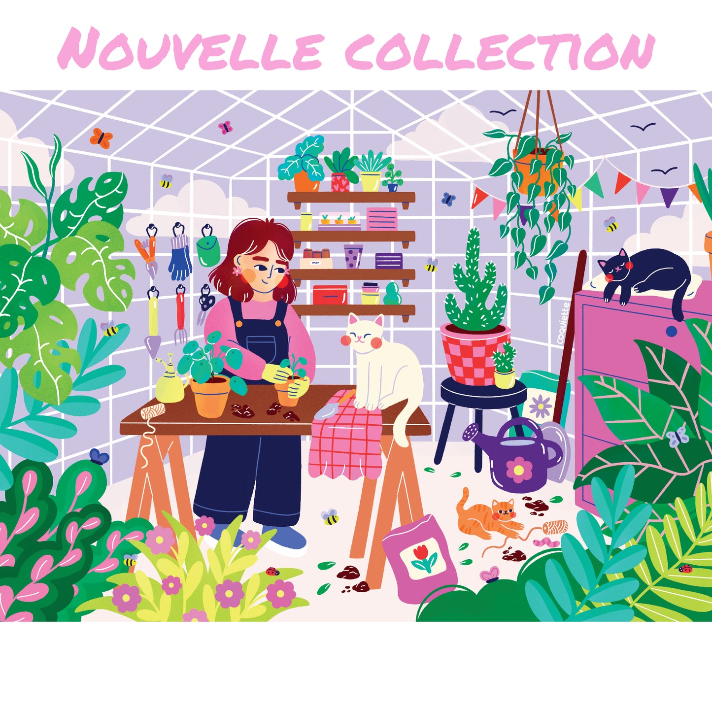 puzzle coquiette la serre aux chats 1000 pièces pièce rapportée