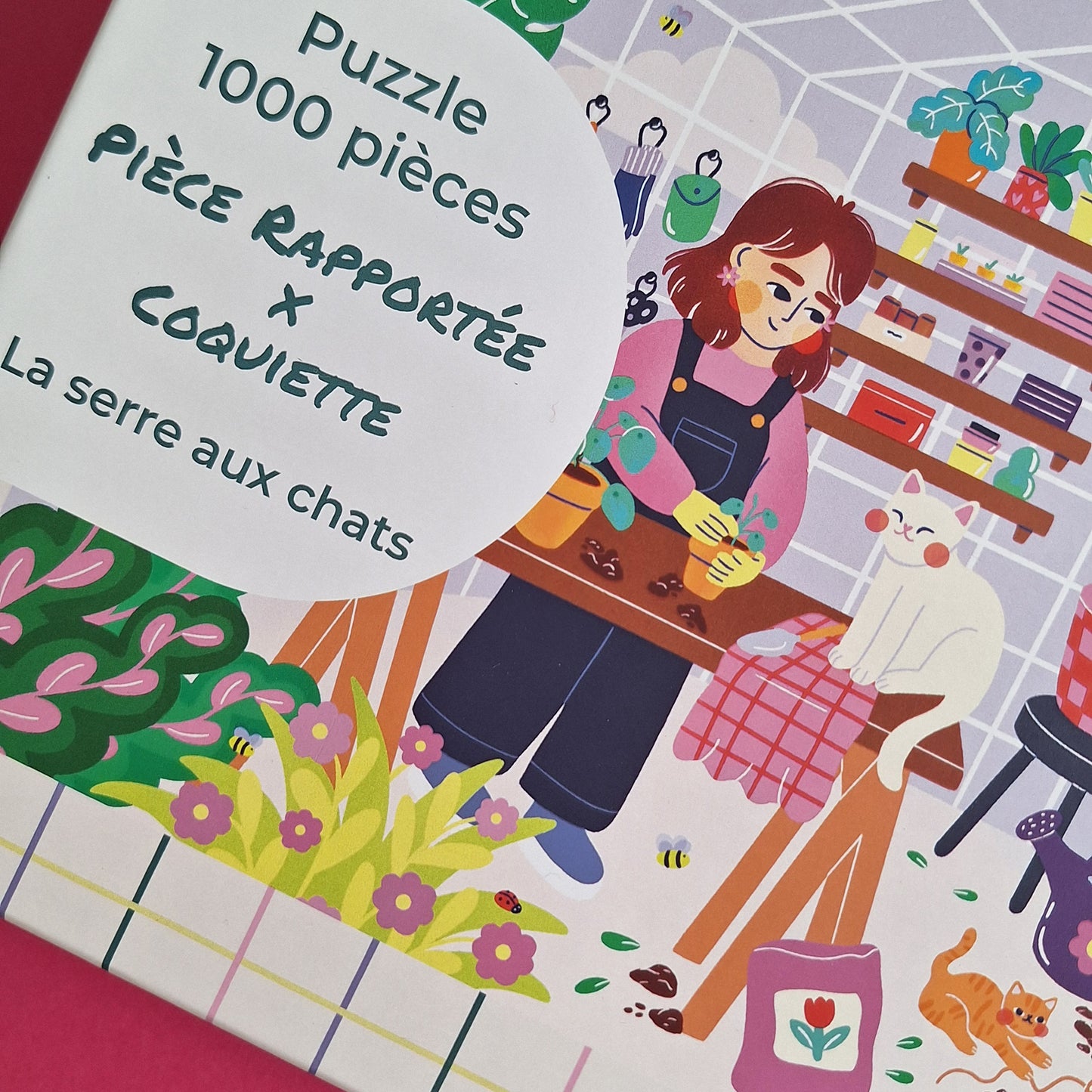 puzzle coquiette serre aux chats pièce rapportée 1000 pièces plante chat