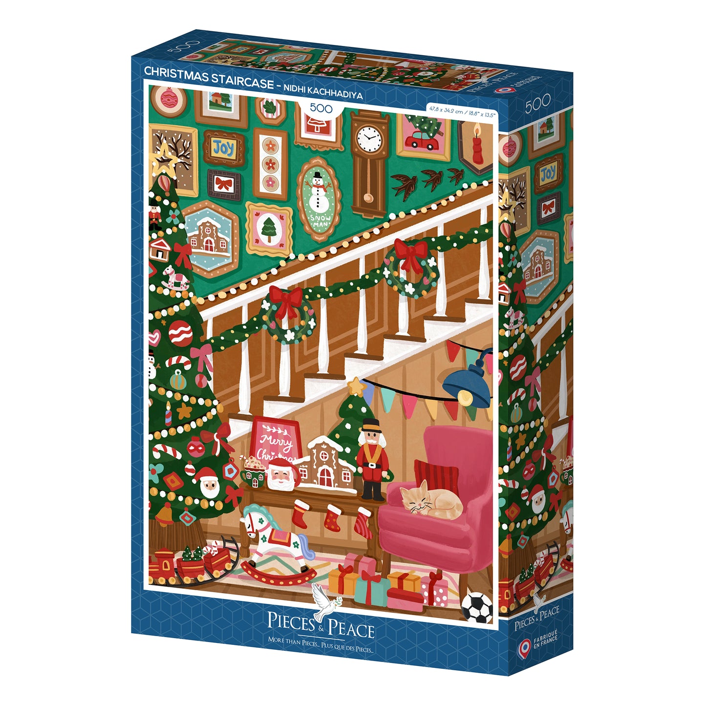 puzzle noel hiver escalier christmas staircase 500 pièces pieces and peace