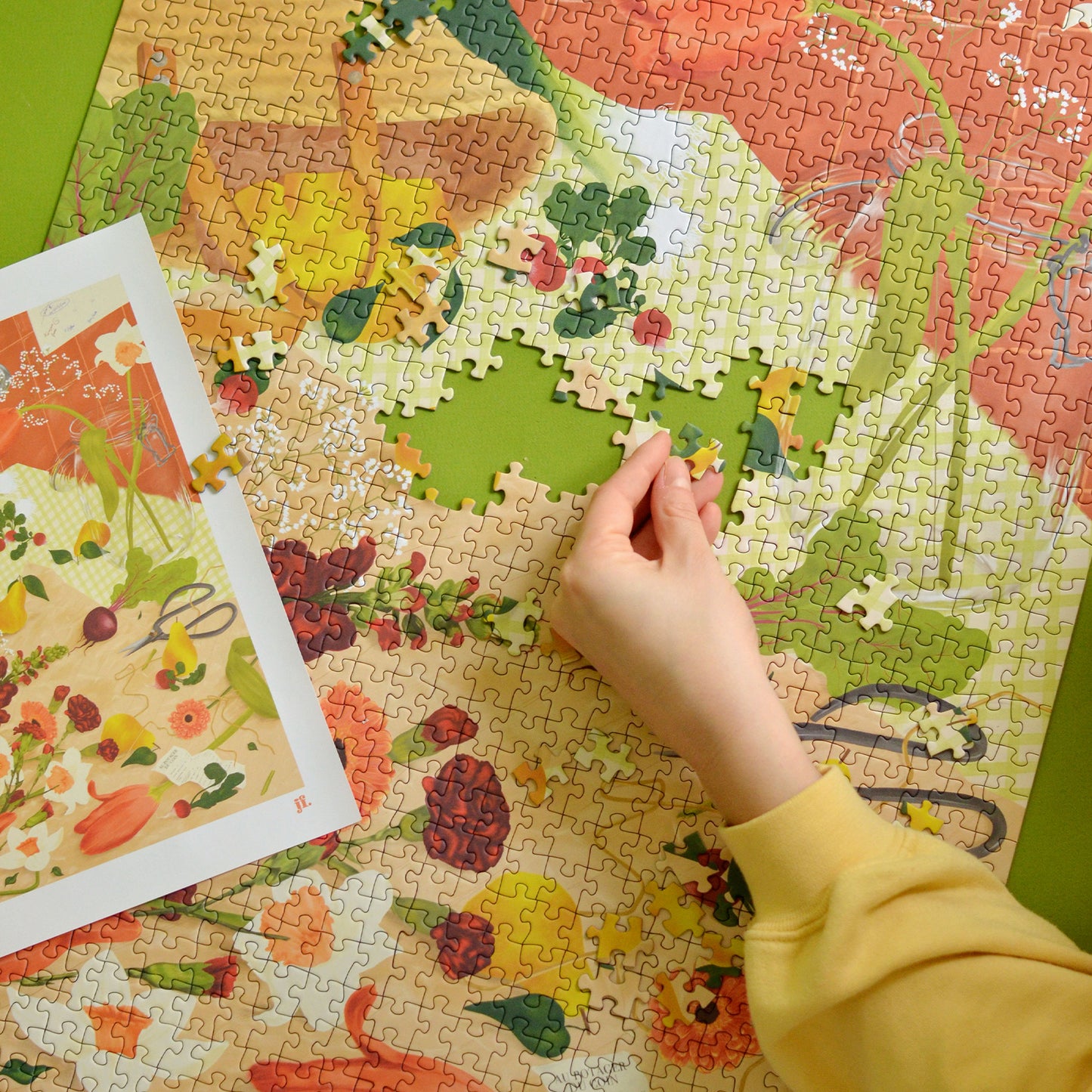 puzzle retour du marché jour férié 1000 pièces fruit fleur légume made in france