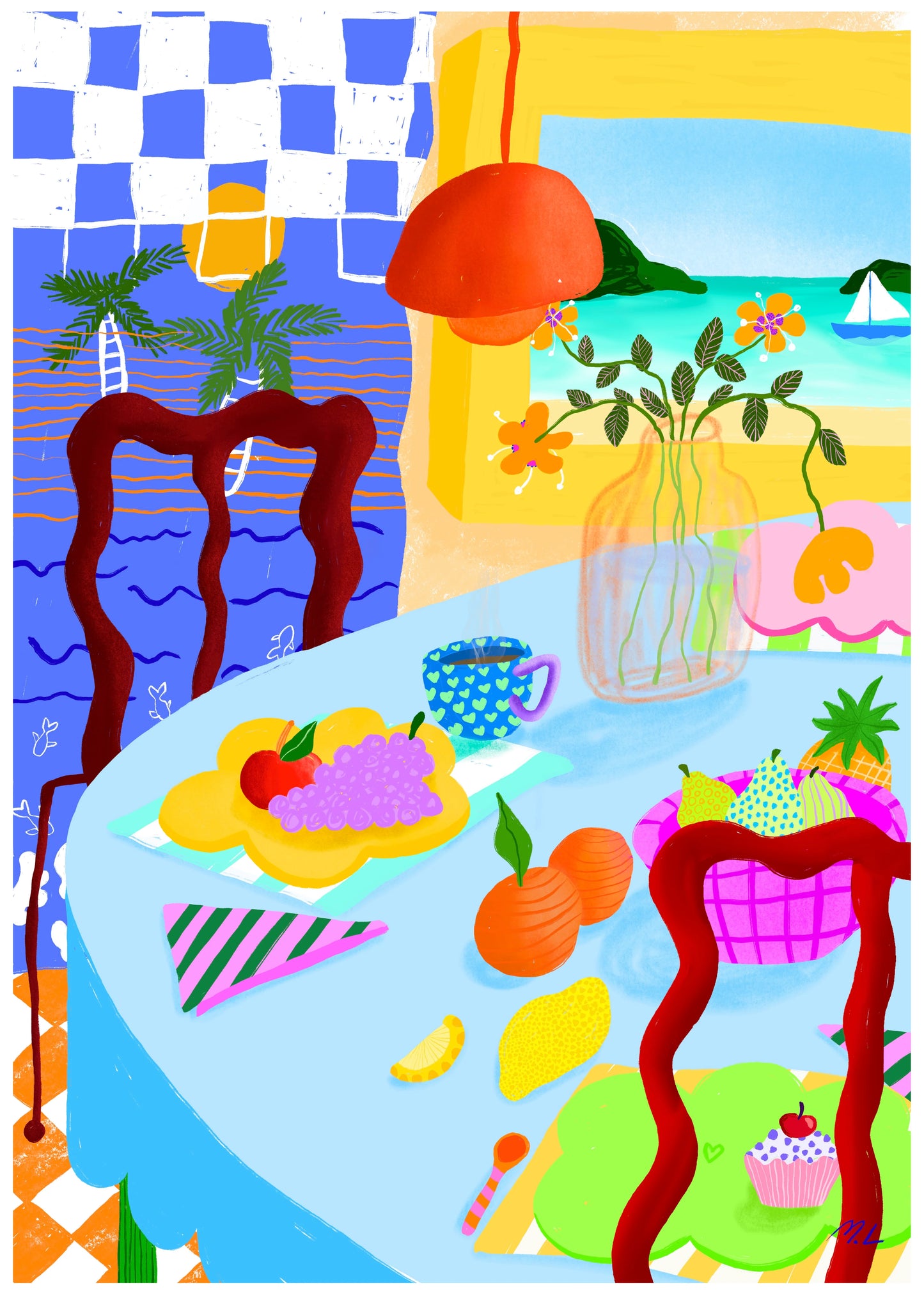 Puzzle Morning in Greece Tyyni Maria Langleben 1000 pièces grèce petit déjeuner food