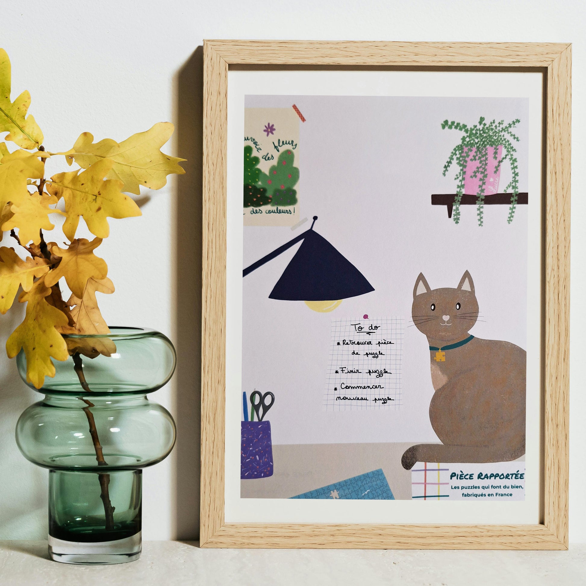 Affiche chat puzzle pièce rapportée