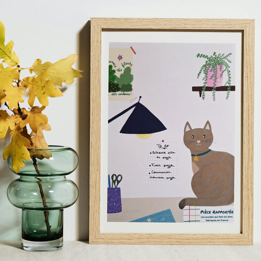 Affiche chat puzzle pièce rapportée