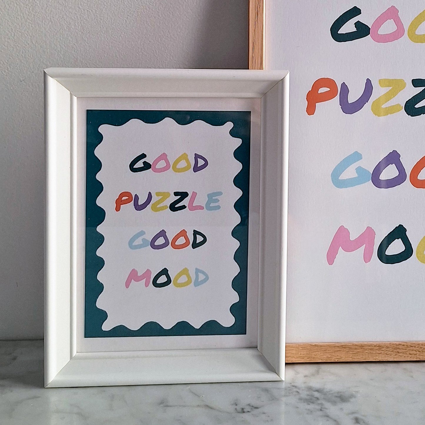 cadre carte postale good puzzle good mood pièce rapportée