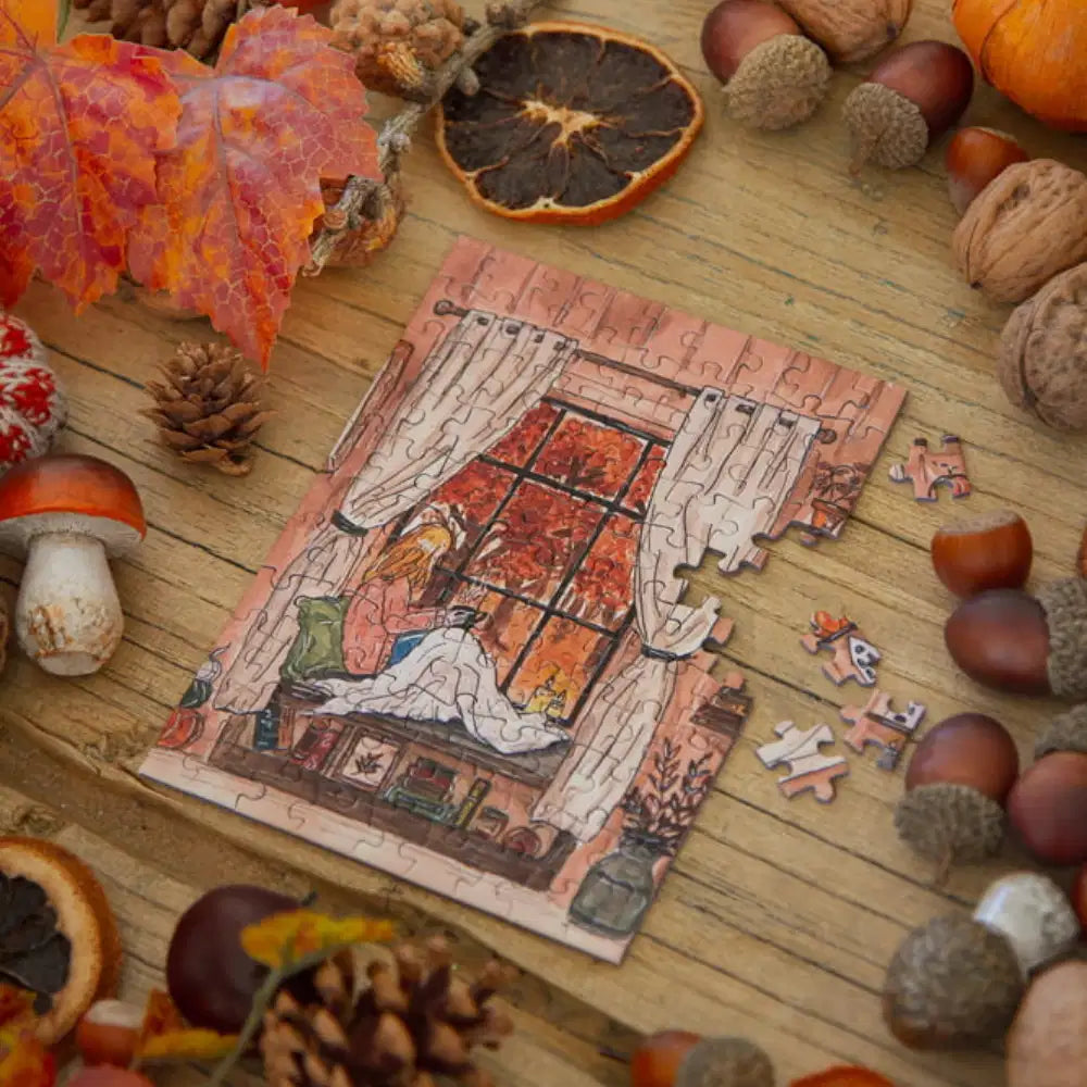 caro from woodland mini puzzle automne moment cosy 99 pieces