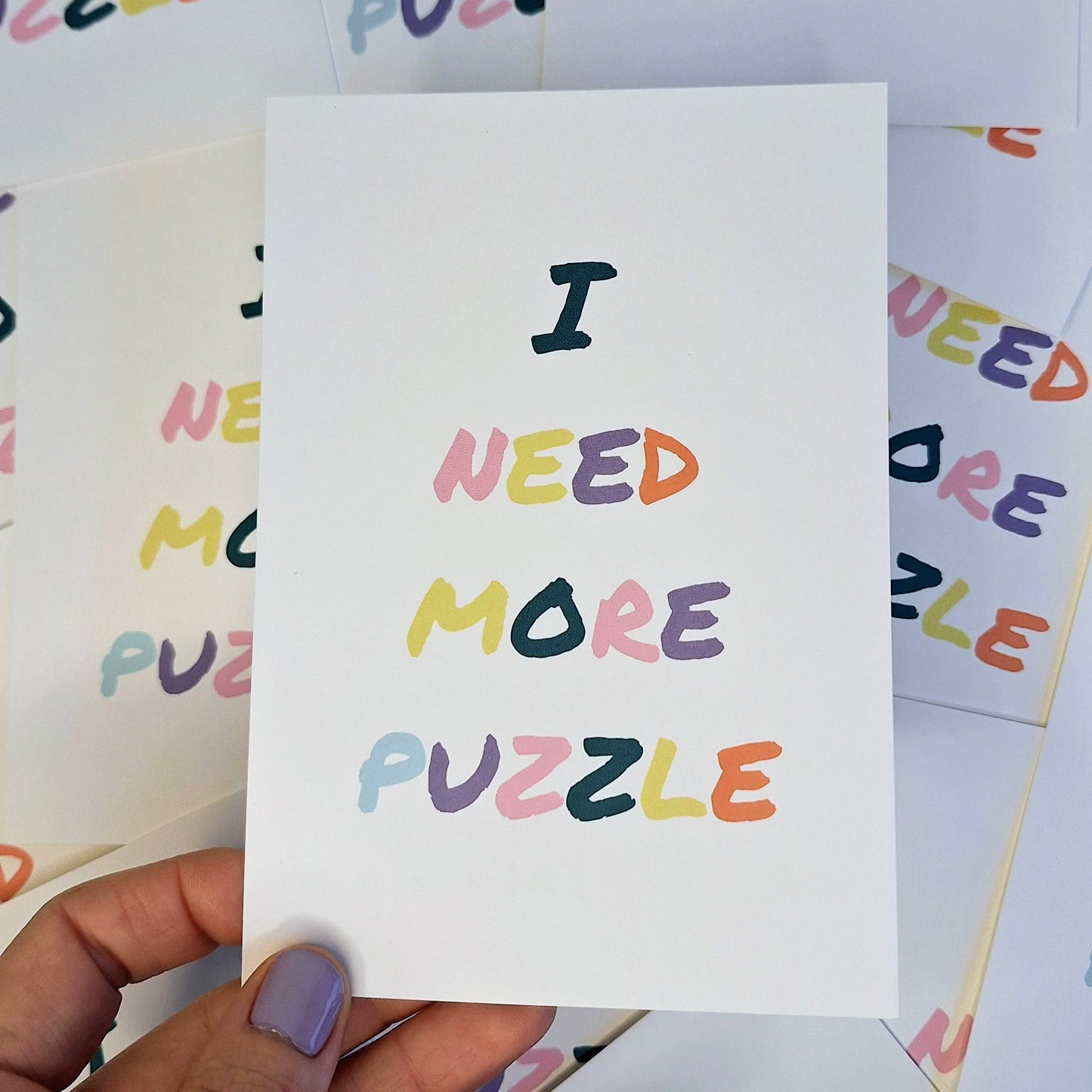 carte postale i need more puzzle pièce rapportée