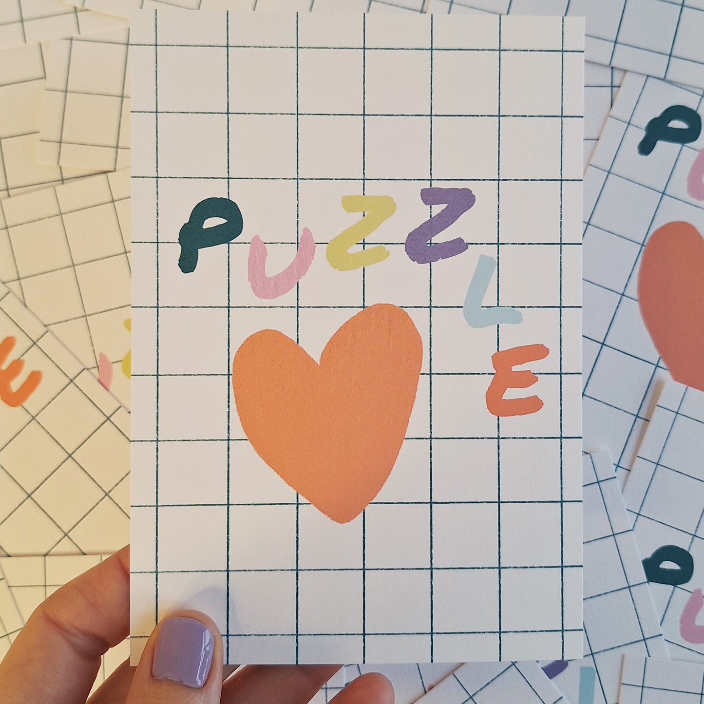 carte postale puzzle coeur pièce rapportée