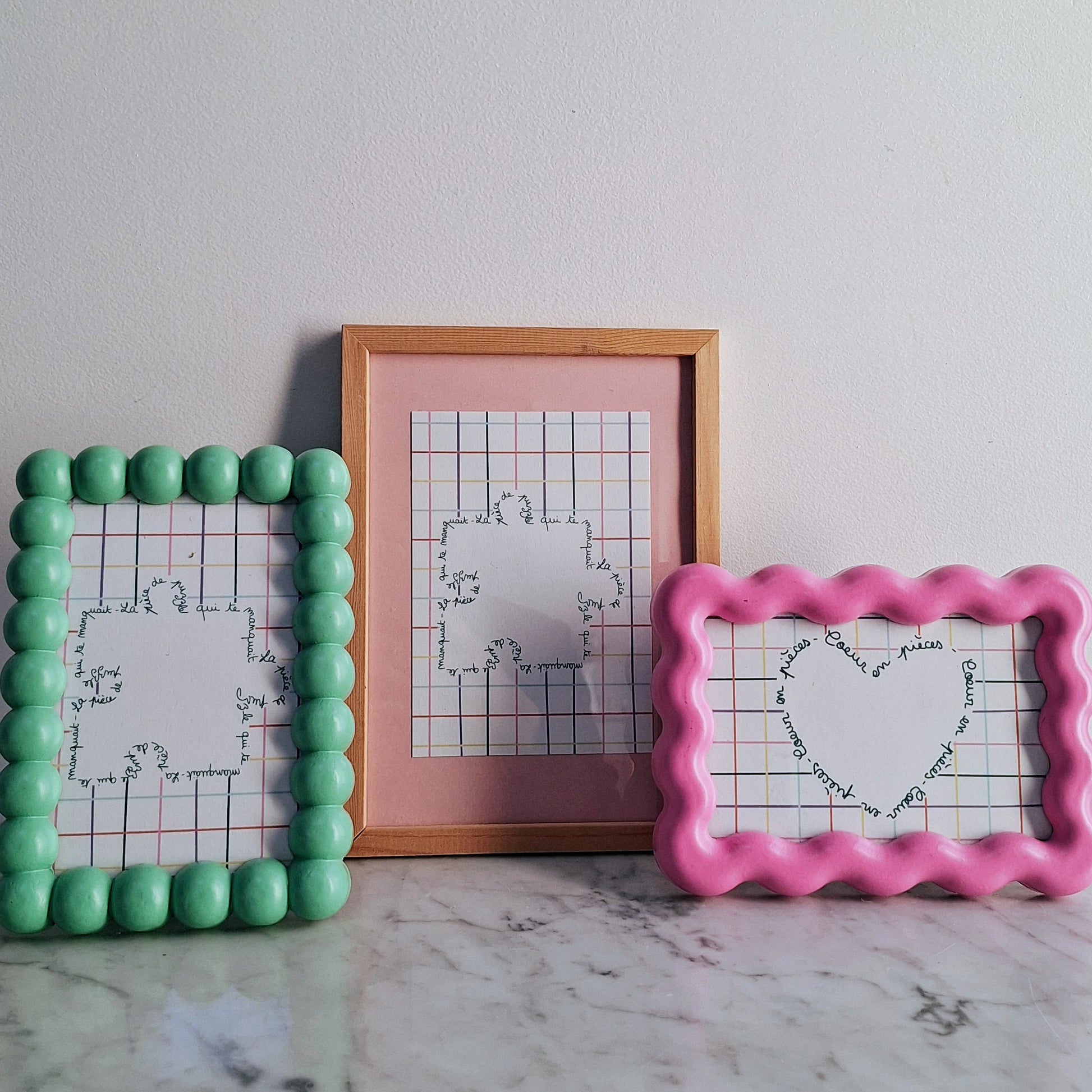 carte postale coeur en pièces pièce rapportée