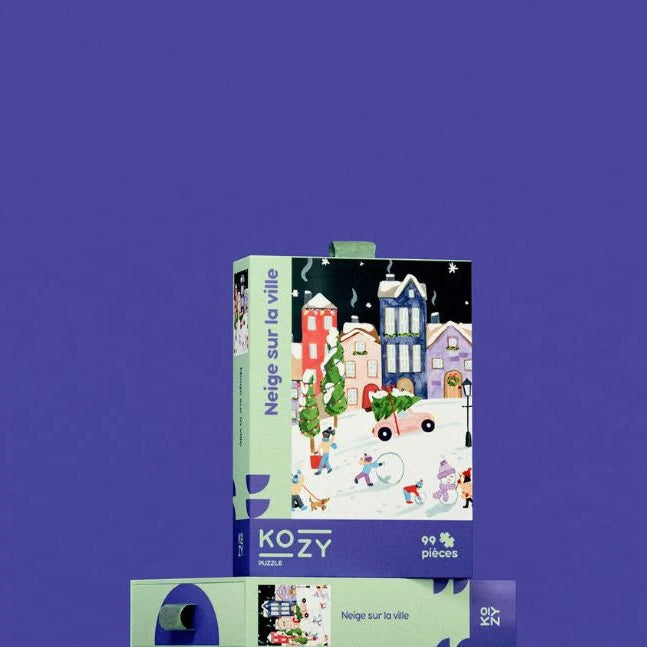 mini puzzle Sabina Fenn kozy neige sur la ville noel