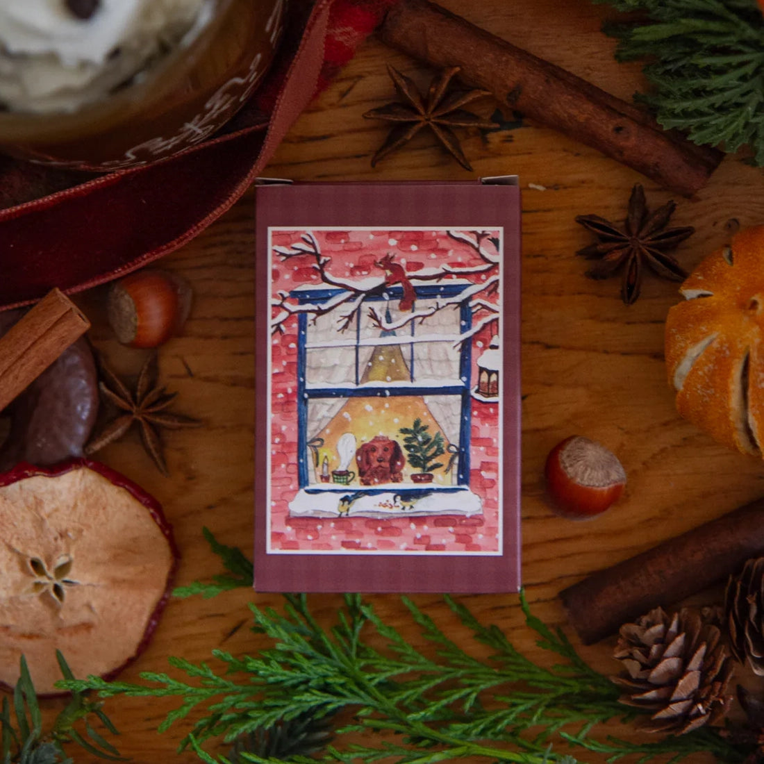 mini puzzle caro from woodland ollie par la fenetre chien hiver cosy