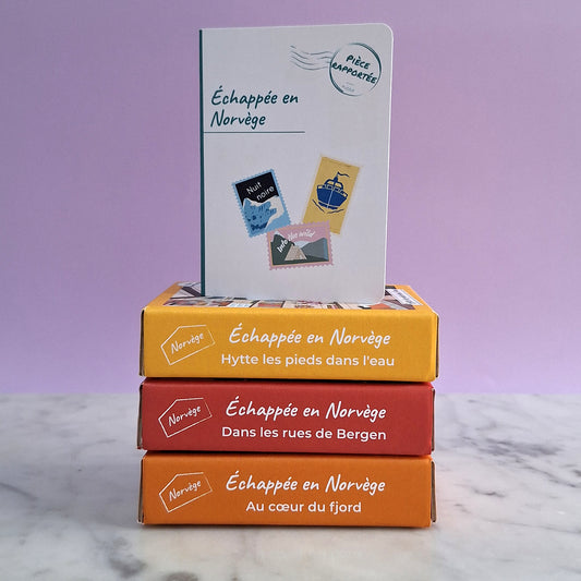 pack mini puzzle norvège dans les rues de bergen échappée pièce rapportée
