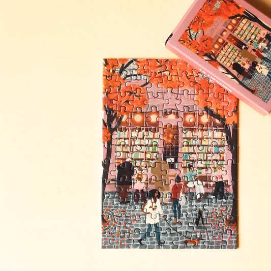 piecely mini puzzle la librairie rachel victoria hillis automne livre cosy