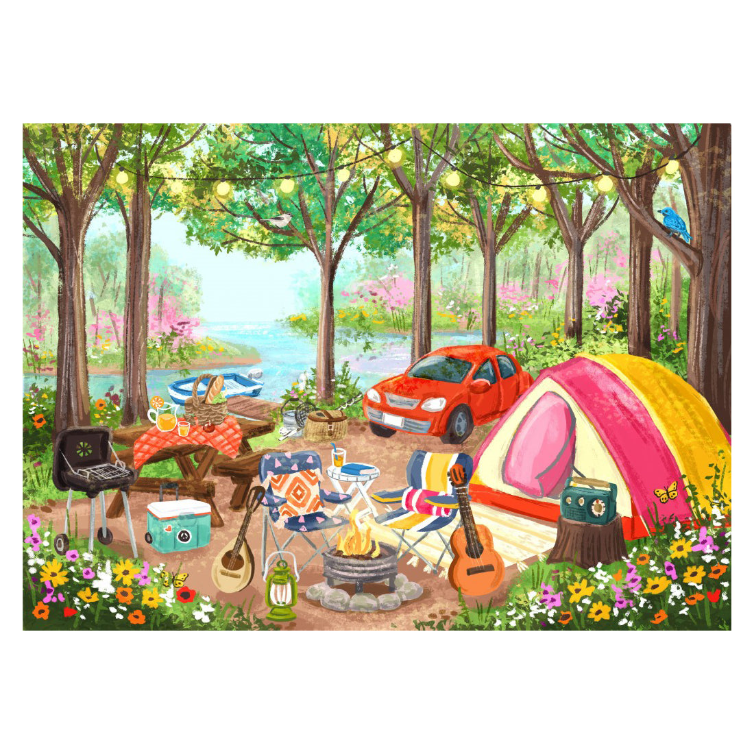 puzzle 500 pièces Journée au camping Pieces and peace