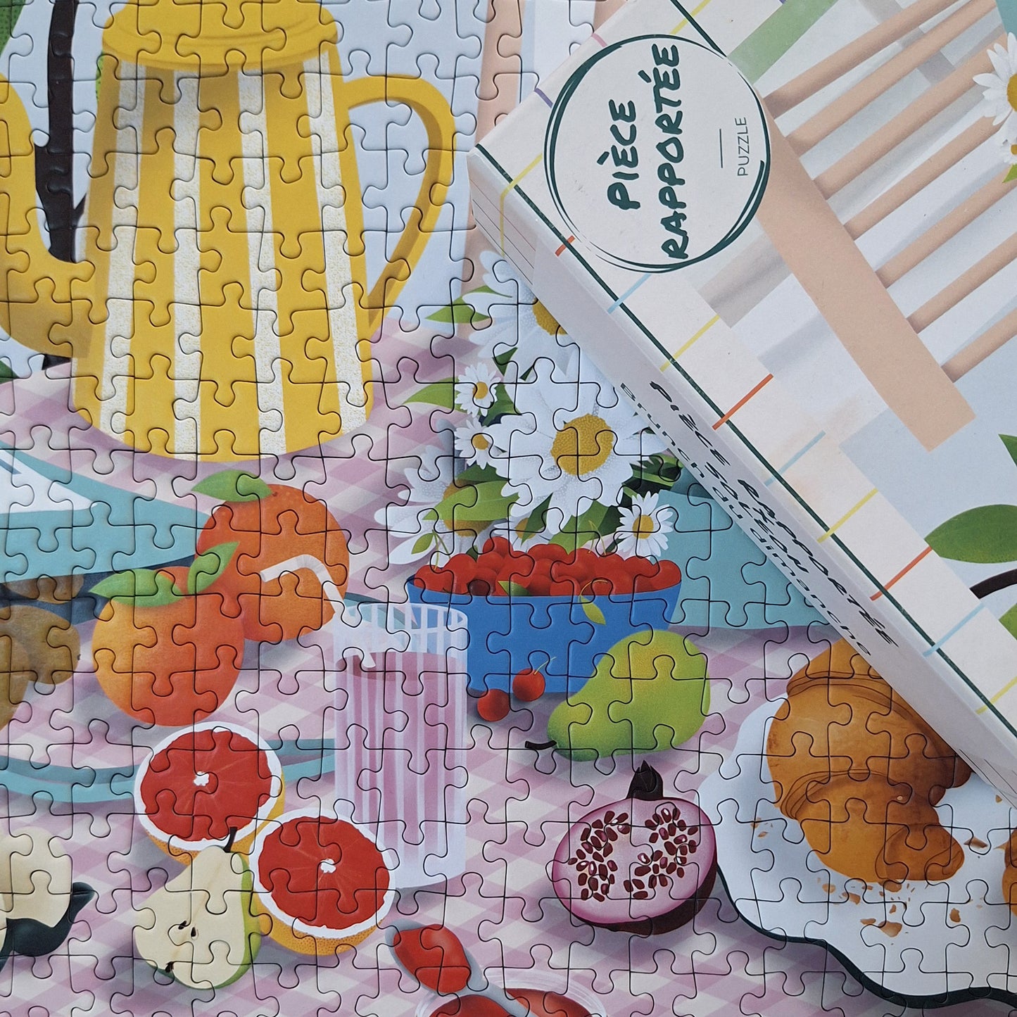 puzzle brunch du dimanche soleon pièce rapportée 500 pièces illustratrice food made in france