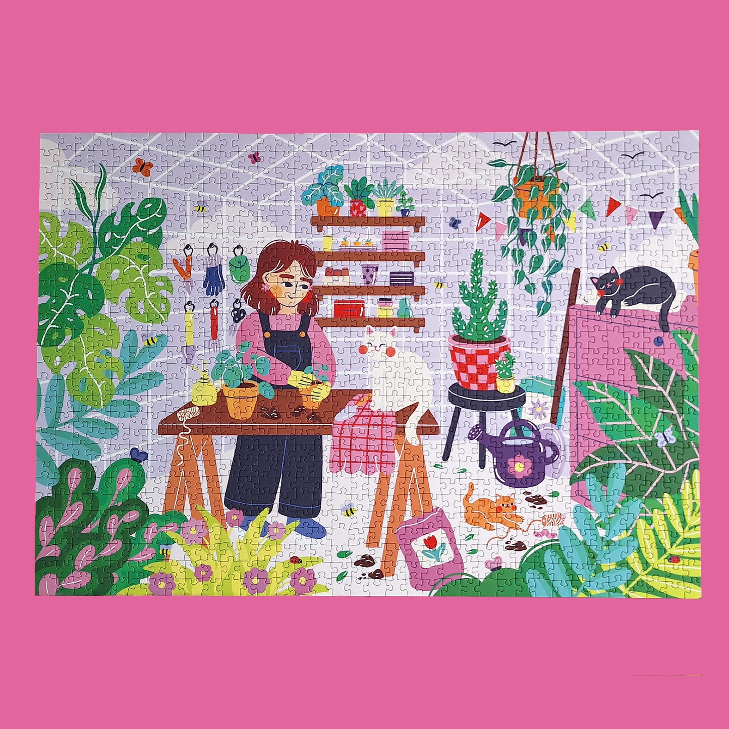 puzzle coquiette la serre aux chats 1000 pièces plante pièce rapportée cat plante