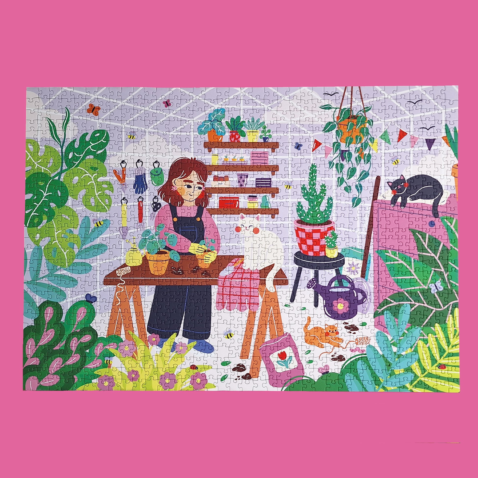 puzzle coquiette la serre aux chats 1000 pièces plante pièce rapportée cat plante