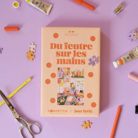 puzzle du feutre sur les mains jour férié atelier illustration 500 pièces made in france