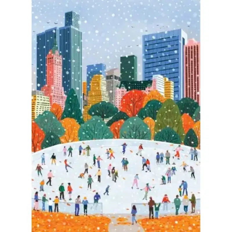 puzzle kozy 1000 pieces hiver a central park new york noel patinoire
