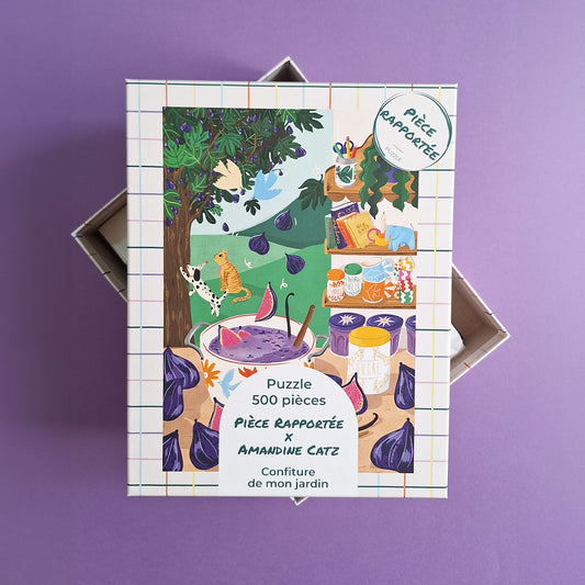 puzzle amandine catz confiture jardin pièce rapportée figue 500 pièces illustration