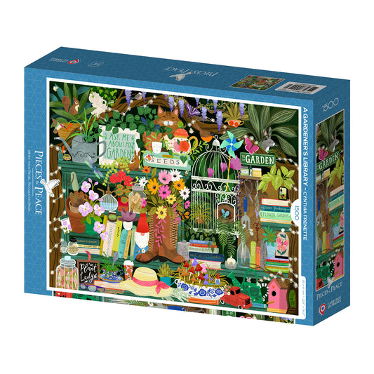 puzzle bibliothèque du jardinier livre pieces and peace 1500 pièces cynthia frenette