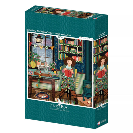 puzzle carré 1000 pièces sewing and reading couture et lecture pieces and peace