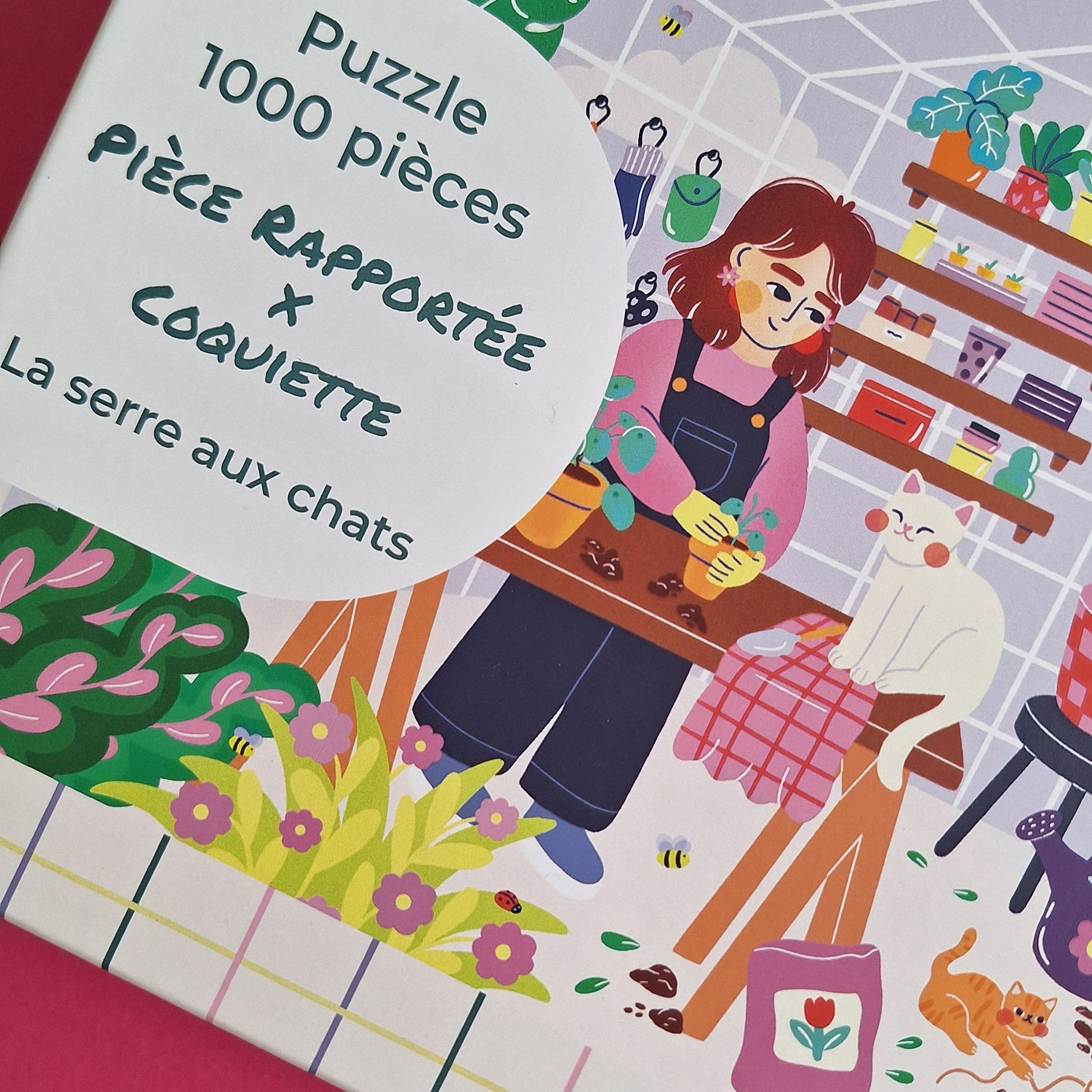 puzzle coquiette serre aux chats pièce rapportée 1000 pièces plante chat