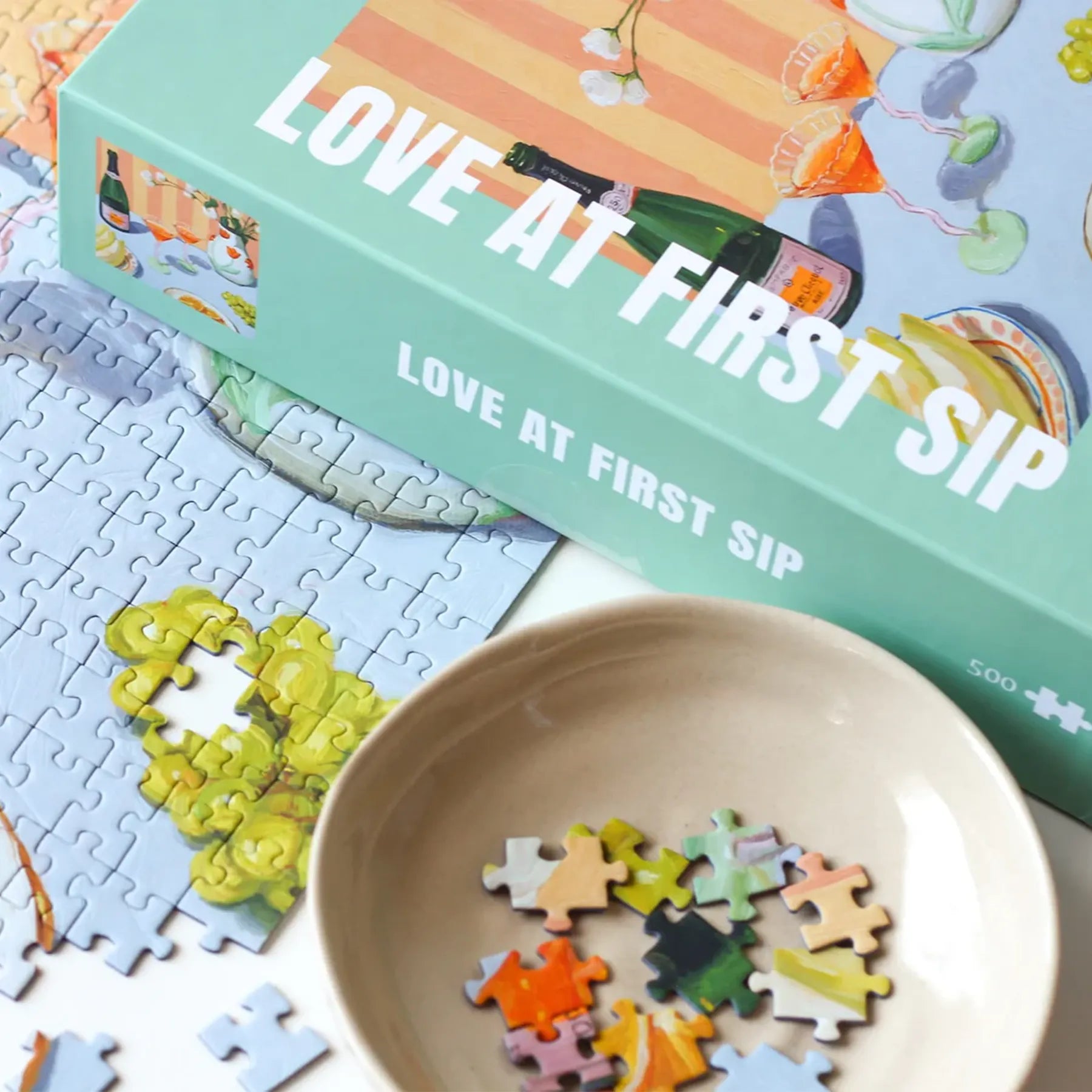 puzzle coup de foudre au premier verre piecely 500 pièces evalou love at first sip
