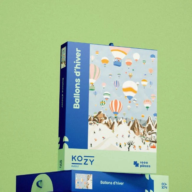 puzzle kozy 1000 pieces ballons hiver noel montagne