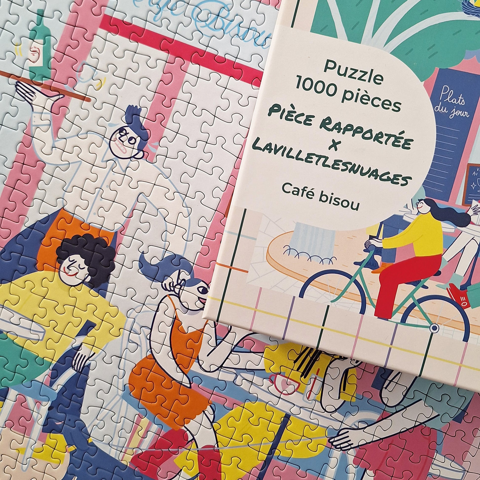 puzzle lavilletlesnuages café bisou 1000 pièces pièce rapportée