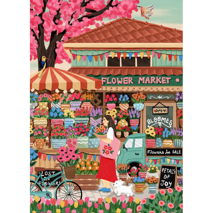 puzzle marché fleurs 1500 pièces pieces and peace difficile NIDHI kachhadiya made in france