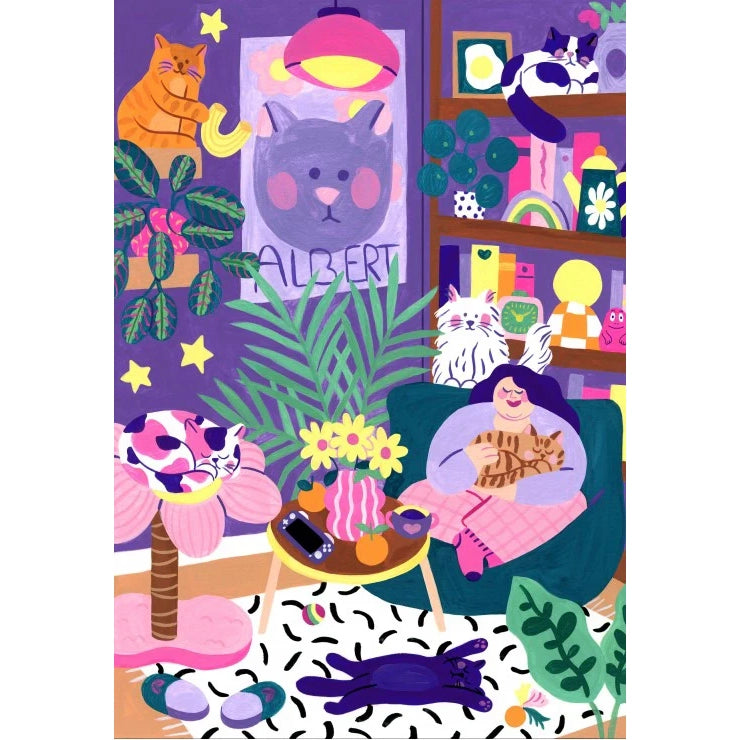 puzzle marie boiseau amoureux des chats cat lover pieces and peace 1000 pieces
