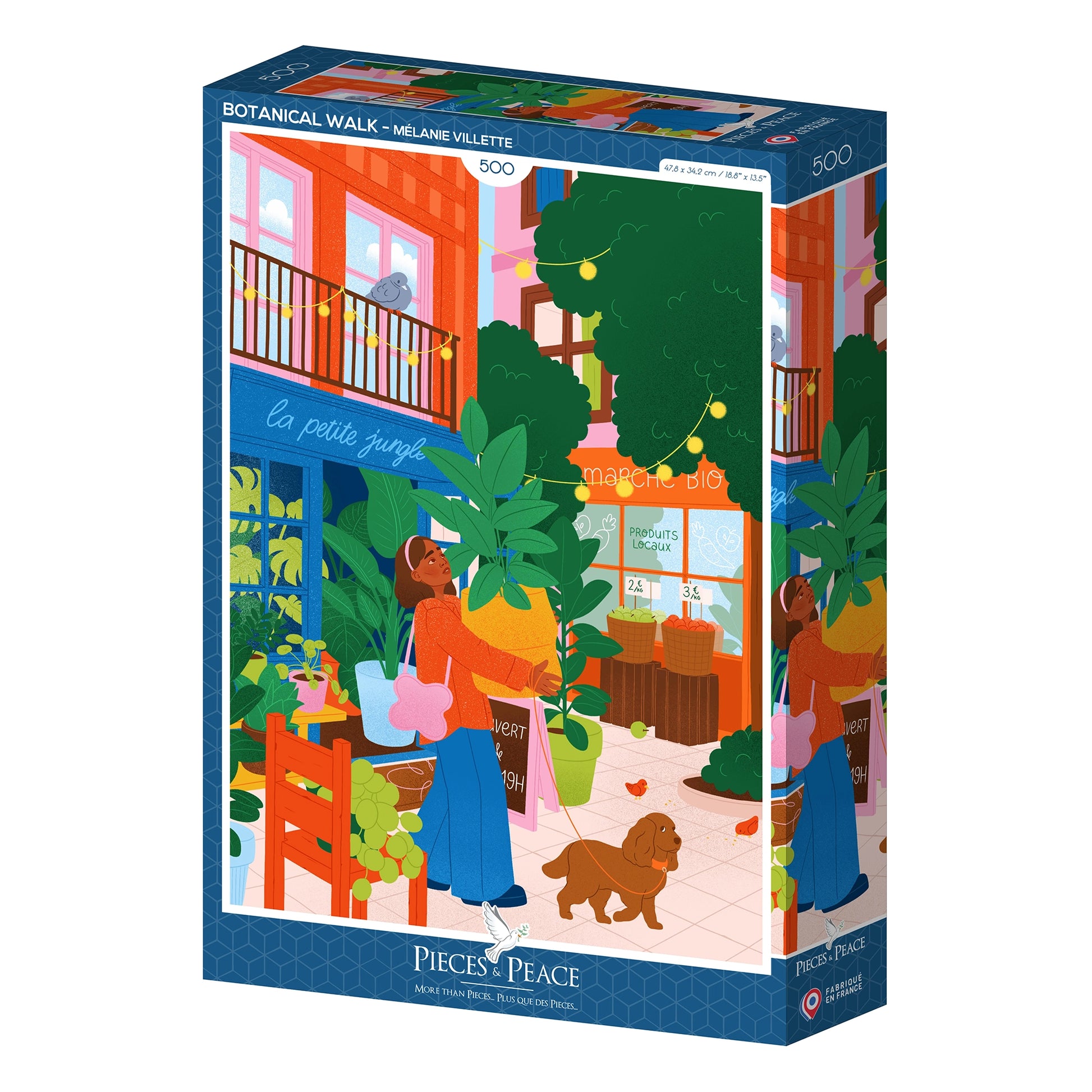 puzzle mélanie villette devanture boutique shopping plante chien pieces and peace 500 pièces