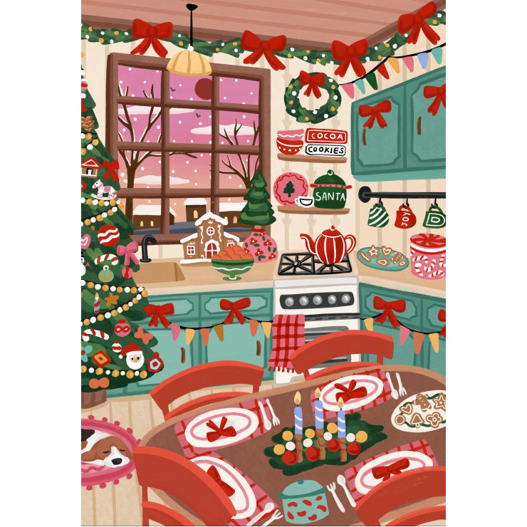 puzzle noel christmas kitchen cuisine pain epices neige pieces and peace 1000 pièces