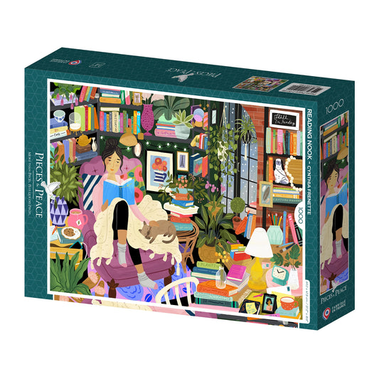 puzzle reading nook coin lecture libre bibliothèque cynthia frenette pieces and peace