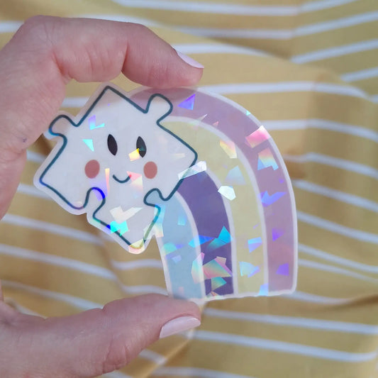 sticker arc en ciel puzzle cracked ice