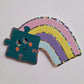 sticker holographique paillette puzzle arc en ciel pièce rapportée