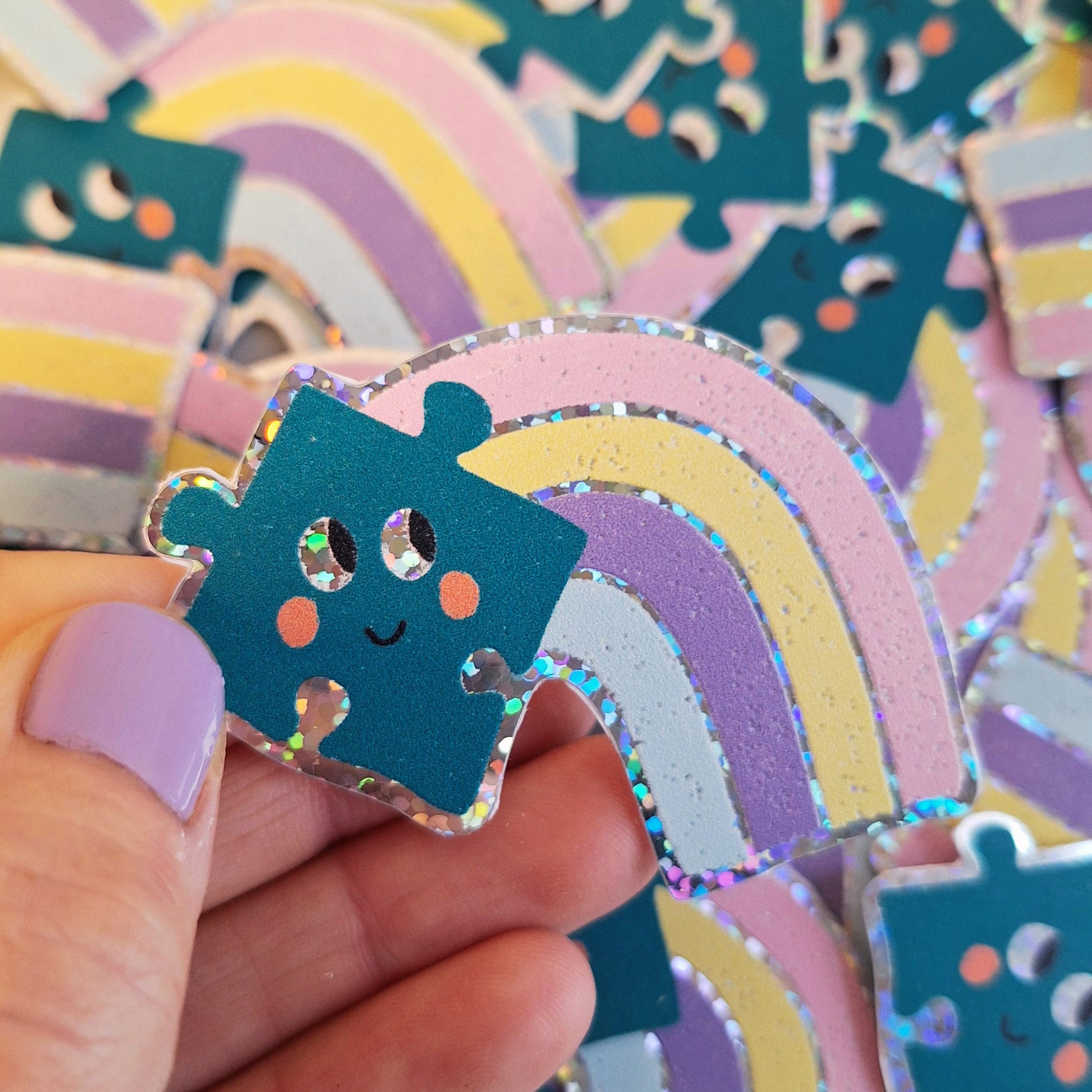 sticker puzzle arc en ciel pièce rapportée